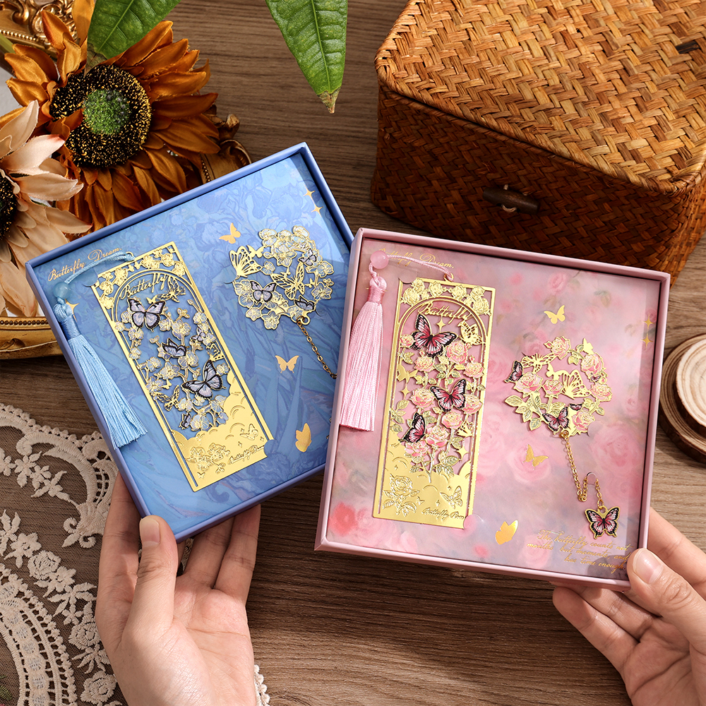 Vintage Collectibles - 2 Pcs Butterfly Bookmarks With Metal