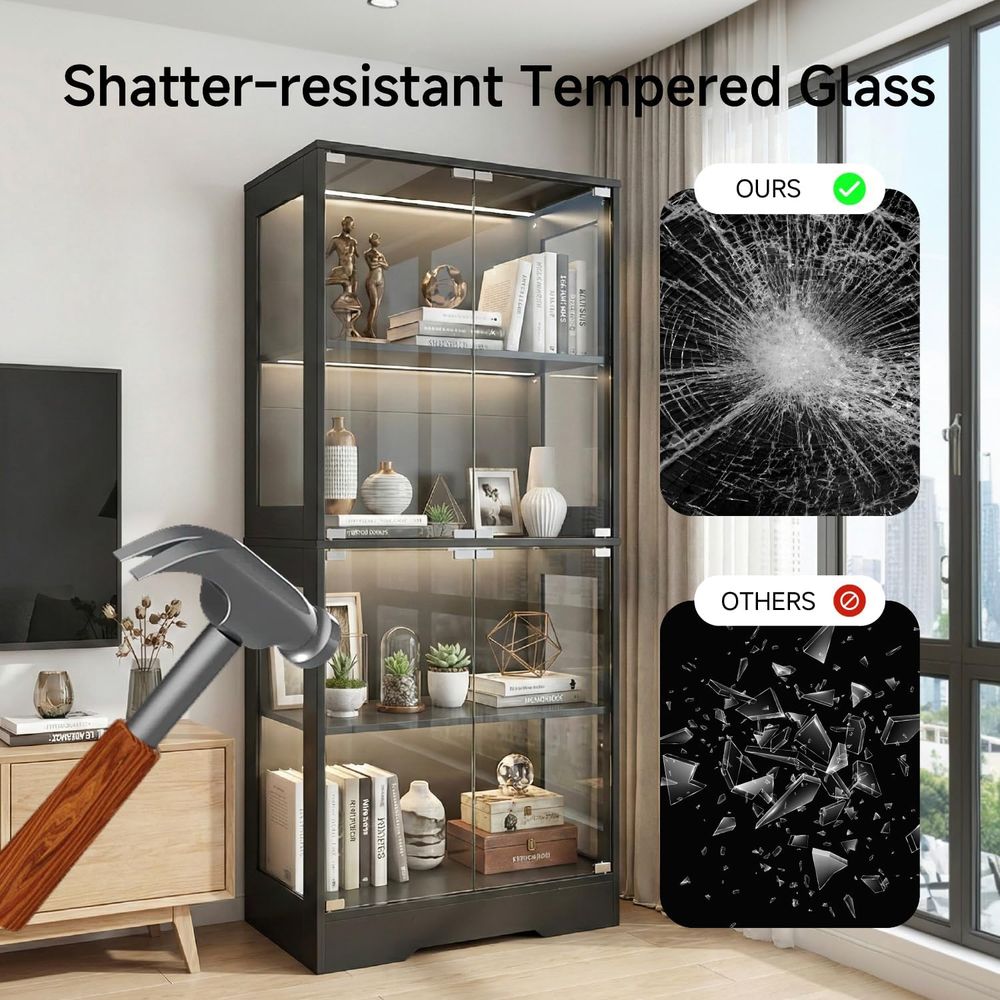 Dual-Tier Glass Display Cabine - Collectible Collection avis et prix