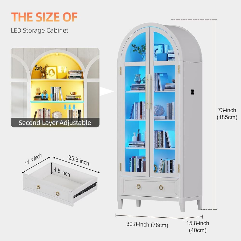 4-Tier Glass Display Cabinet,  - Collectible Collection avis et prix