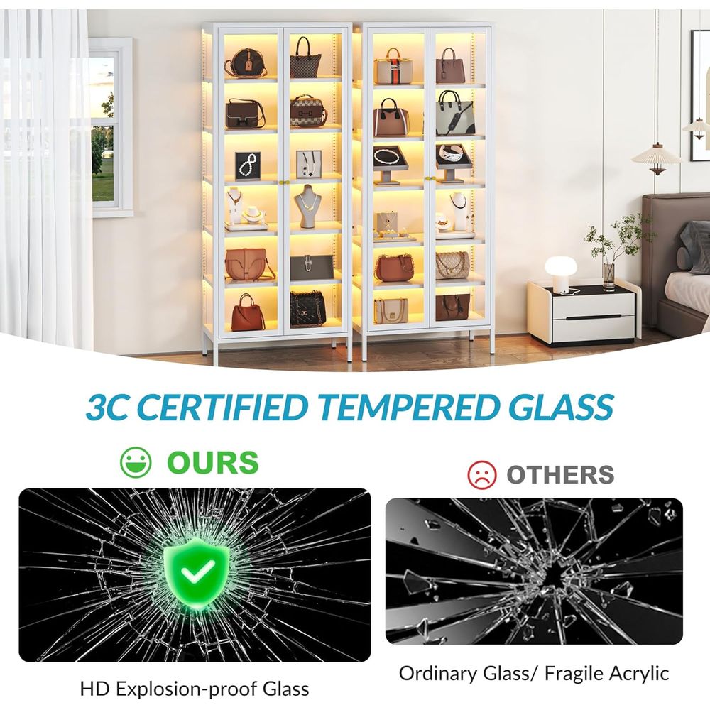 67 6-Tier Glass Curio Cabinet  - Collectible Collection avis et prix