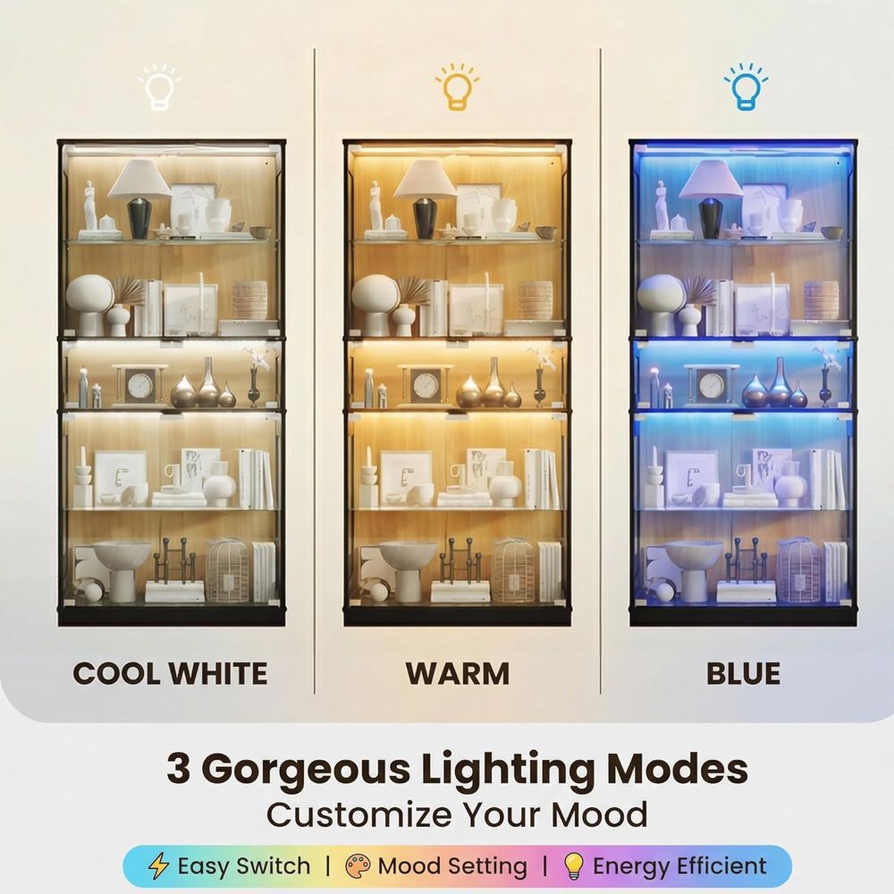 5-Shelf LED Lighted Glass Disp - Collectible Collection avis et prix