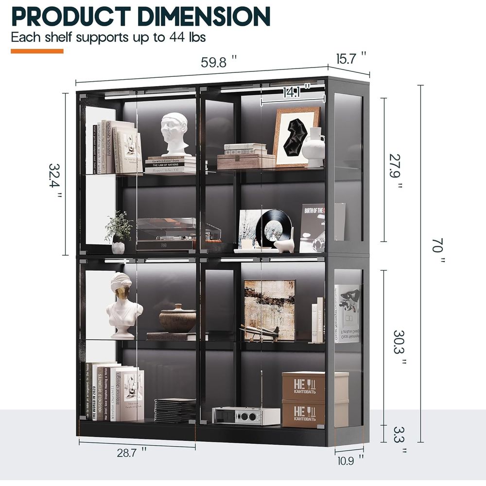 4-Tier LED-Lit Glass Shelf Cab - Collectible Collection avis et prix