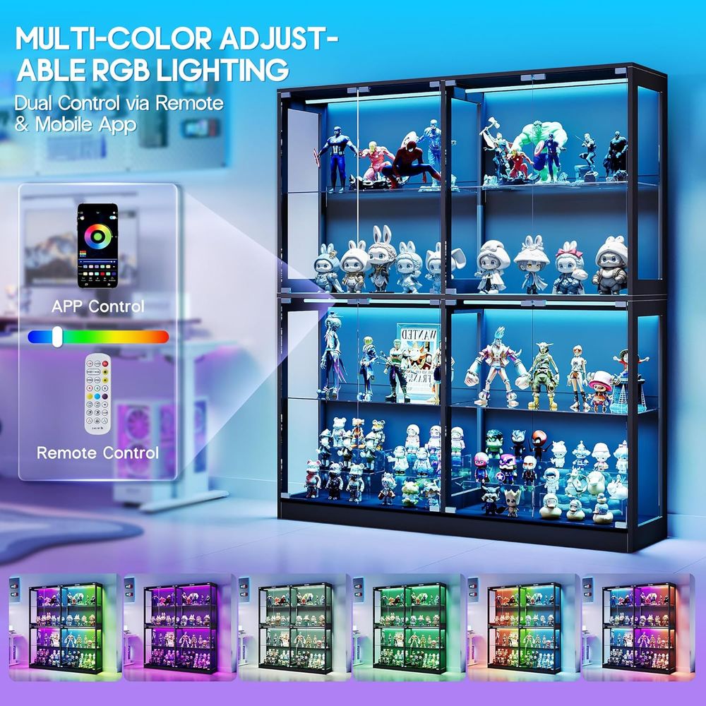 4-Tier LED-Lit Glass Shelf Cab - Collectible Collection avis et prix