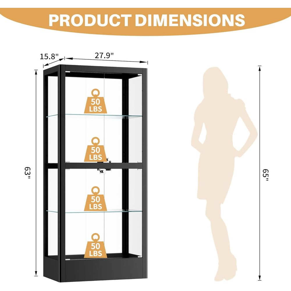 4-Sided Lockable Glass Display - Collectible Collection avis et prix