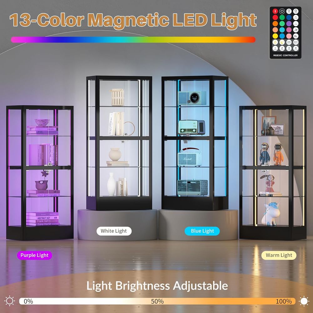 4-Sided Lockable Glass Display - Collectible Collection avis et prix