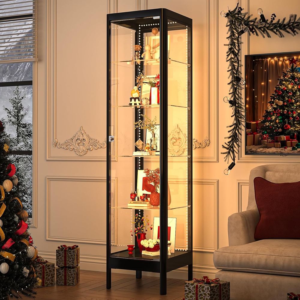 5-Tier Glass Display Cabinet w - Collectible Collection avis et prix