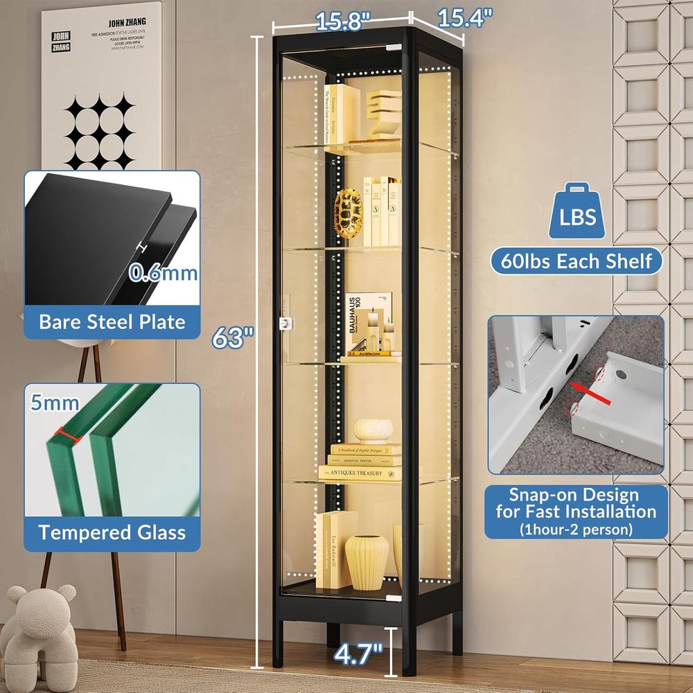 5-Tier Glass Display Cabinet w - Collectible Collection avis et prix