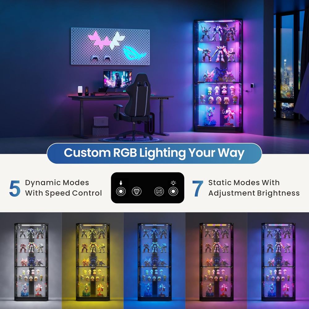 5-Tier LED RGB Lighted Glass S - Collectible Collection avis et prix