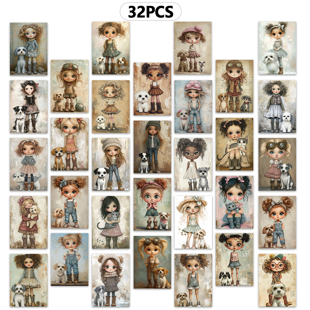 32pcs Vintage Cute Doll Postca - Vintage Collectible And Vintage Dolls avis et prix
