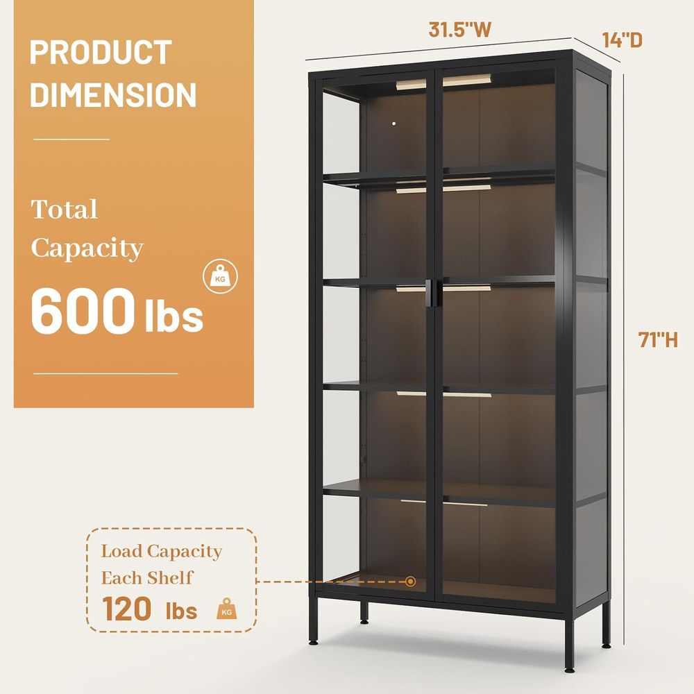 71-Inch Tall Glass Display Cab - Collectible Collection avis et prix