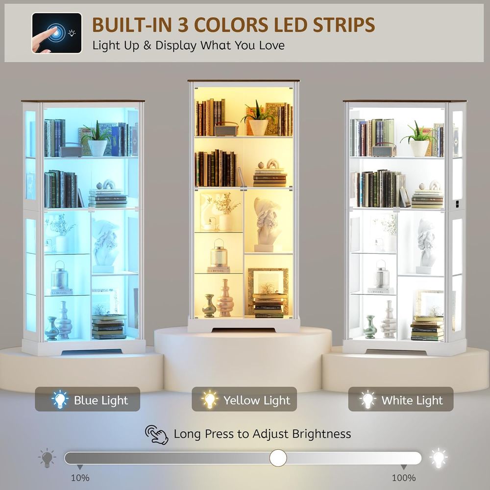 7-Tier Glass Display Cabinet w - Collectible Collection avis et prix