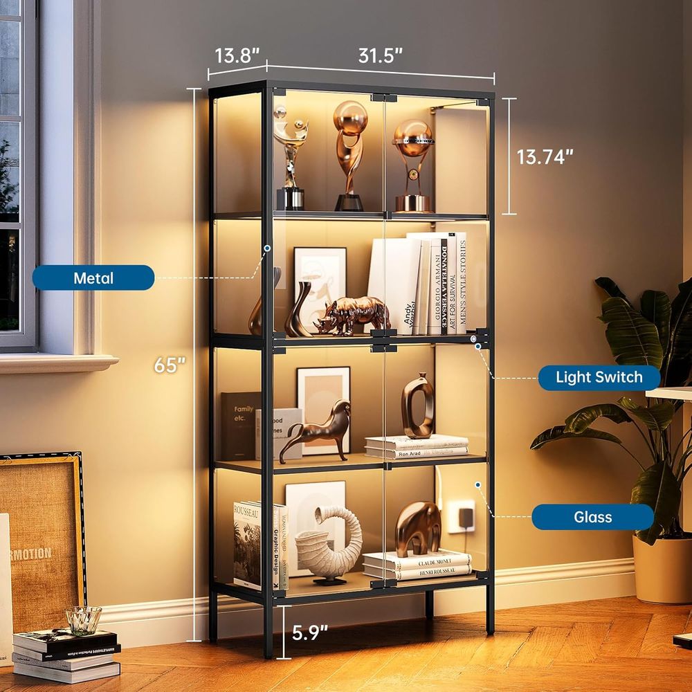 65 LED-Lit Glass Display Cabin - Collectible Collection avis et prix